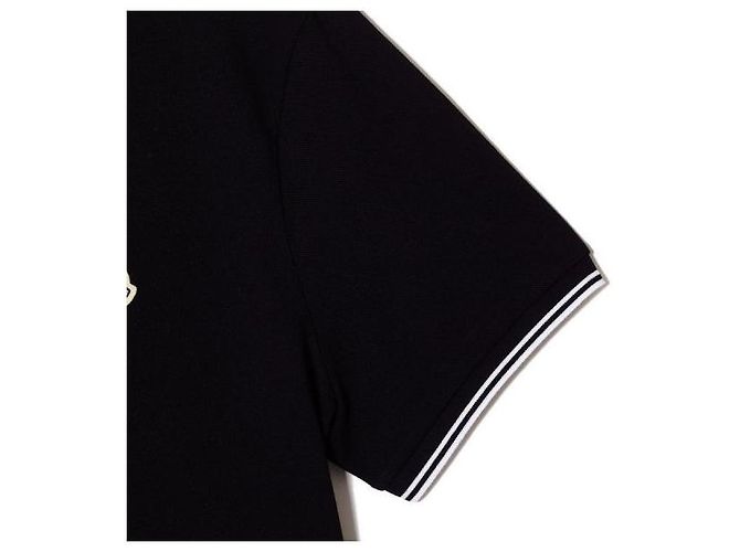 Moncler Polo in cotone con patch logo Nero - vista 6