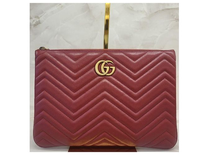 Gucci Clutch Matelassé GG Marmont rossa Rosso - vista 3