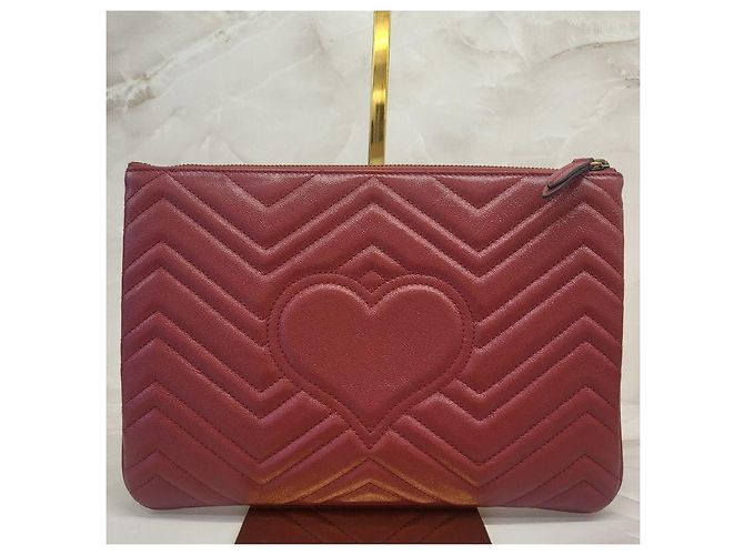Gucci Clutch Matelassé GG Marmont rossa Rosso - vista 4