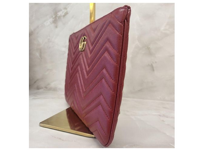 Gucci Clutch Matelassé GG Marmont rossa Rosso - vista 6