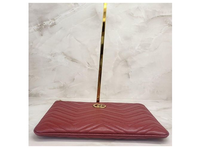 Gucci Clutch Matelassé GG Marmont rossa Rosso - vista 7
