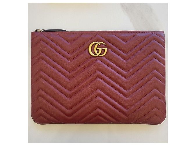 Gucci Clutch Matelassé GG Marmont rossa Rosso - vista 9