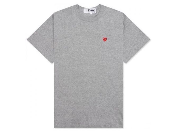Comme Des Garcons Kurzärmeliges T-Shirt mit kleinem rotem Herz-Patch AZ - Ansicht 4
