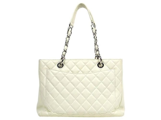 Chanel Borsa a tracolla Big CC Grand Shopping in caviale avorio Bianco - vista 3