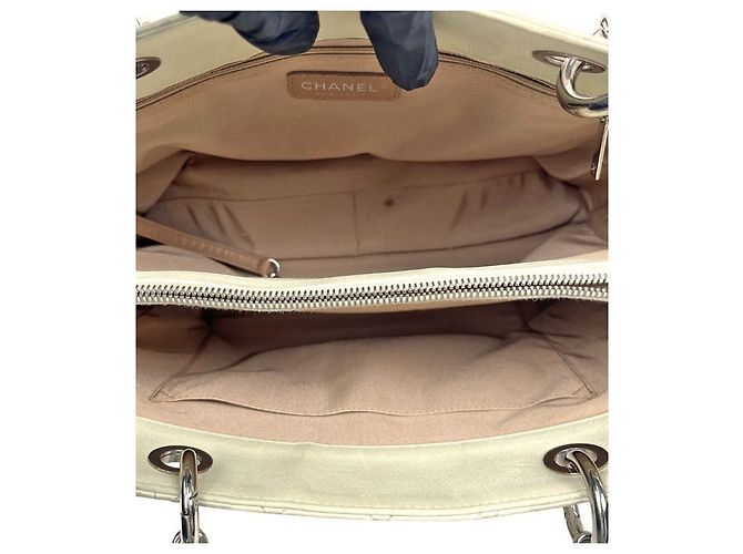 Chanel Borsa a tracolla Big CC Grand Shopping in caviale avorio Bianco - vista 6