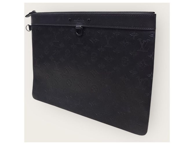 Louis Vuitton Pochette Black Monogram Shadow Clutch Bag Nero - vista 2