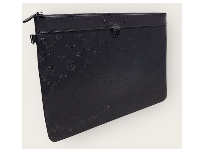 Louis Vuitton Pochette Black Monogram Shadow Clutch Bag Nero - vista 3