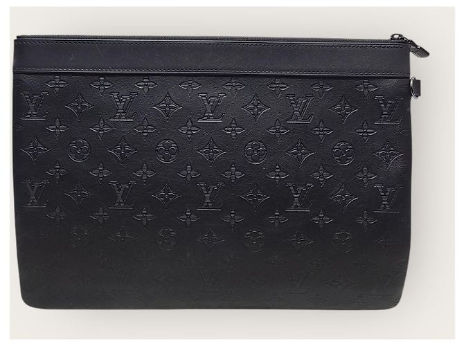 Louis Vuitton Pochette Black Monogram Shadow Clutch Bag Nero - vista 5