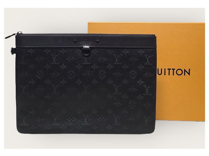 Louis Vuitton Pochette Black Monogram Shadow Clutch Bag Nero - vista 6