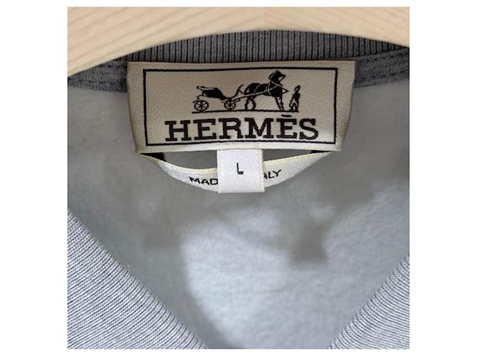 Hermès Mini Lederpatch Bomberjacke Grau Braun - Ansicht 6
