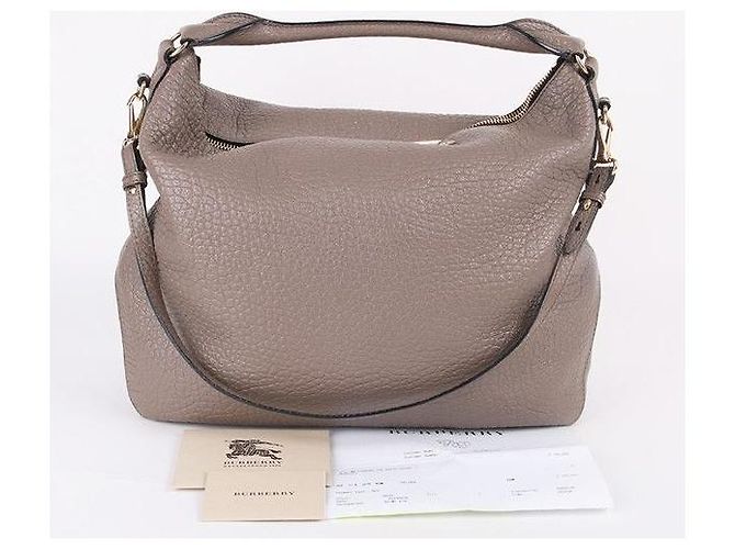 Burberry Grande borsa hobo a tracolla in pelle grigia Marrone - vista 5