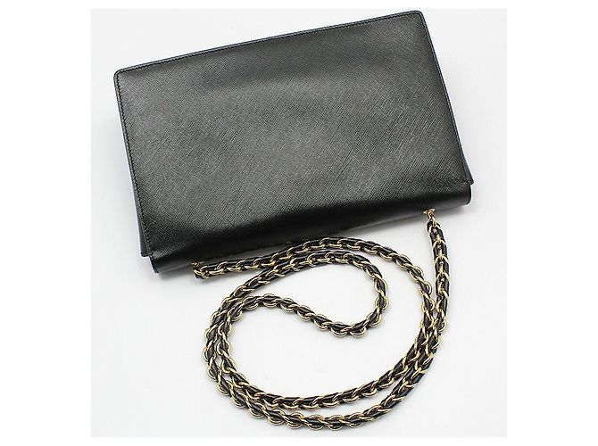 Salvatore Ferragamo Borsa a tracolla Vara Gini in pelle nera con catena dorata Nero - vista 4