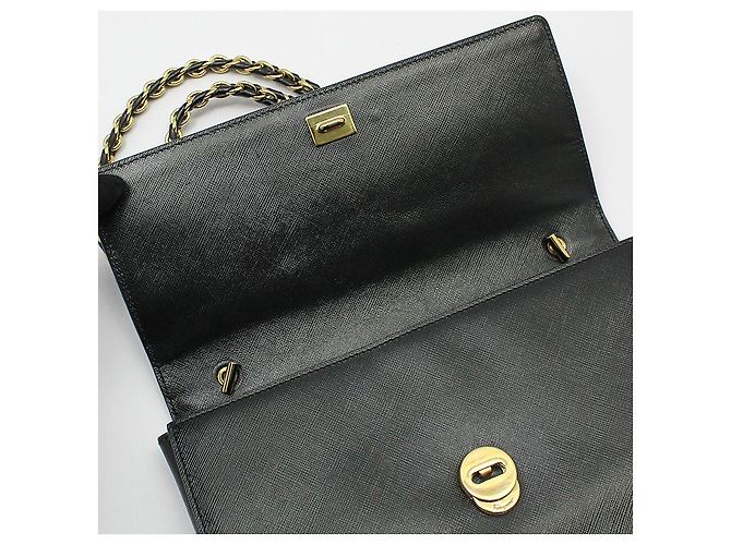 Salvatore Ferragamo Borsa a tracolla Vara Gini in pelle nera con catena dorata Nero - vista 7