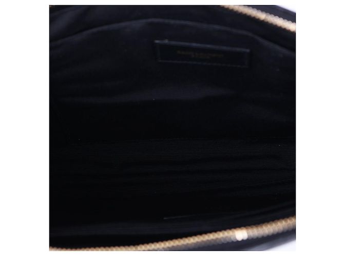 Saint Laurent Nuova clutch medium con tracolla chevron Nero - vista 10