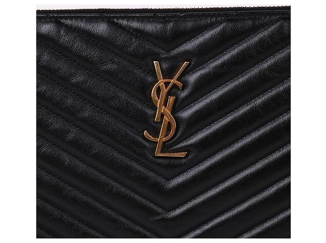 Saint Laurent Nuova clutch medium con tracolla chevron Nero - vista 2