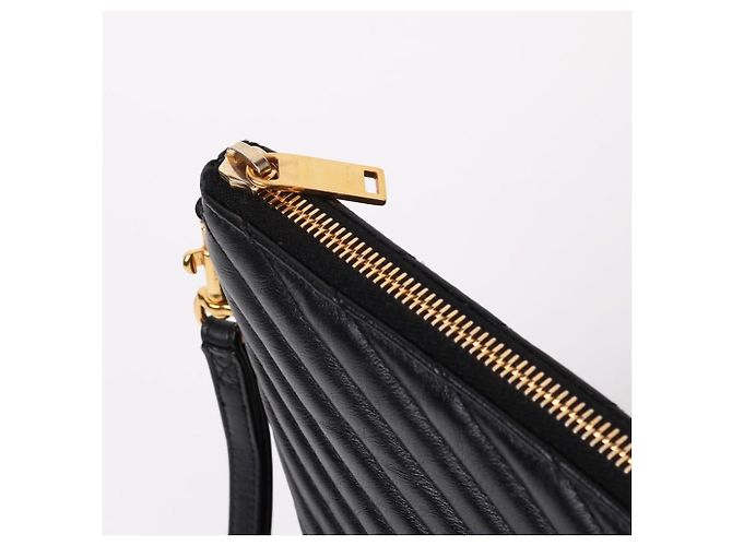 Saint Laurent Nuova clutch medium con tracolla chevron Nero - vista 5