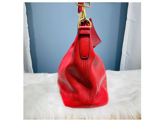 Prada Borsa a tracolla Hobo in Vitello Daino rosso - vista 3