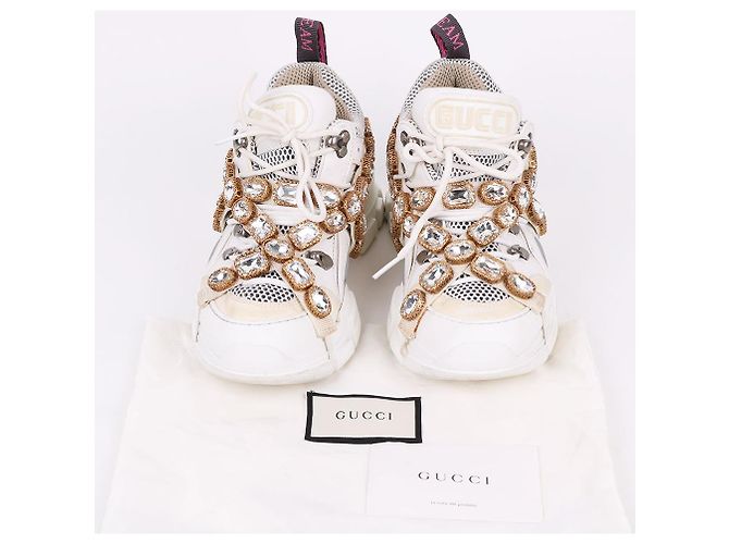 Gucci Sneakers Flackstripe Crystal Bianco - vista 10