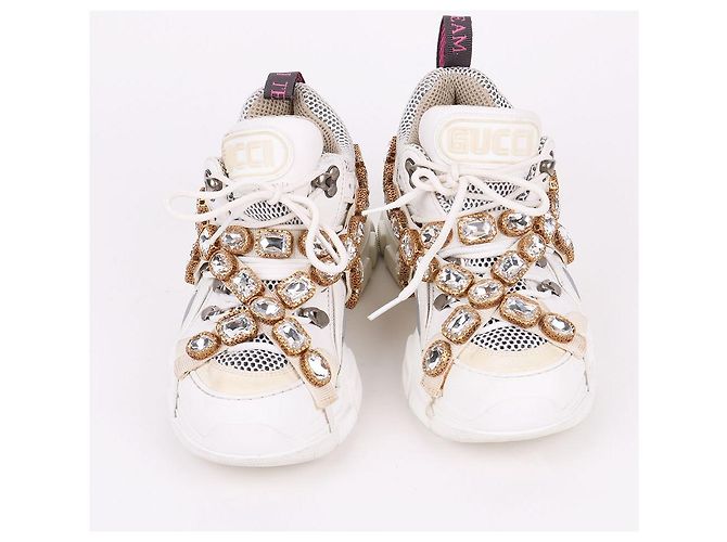 Gucci Sneakers Flackstripe Crystal Bianco - vista 3