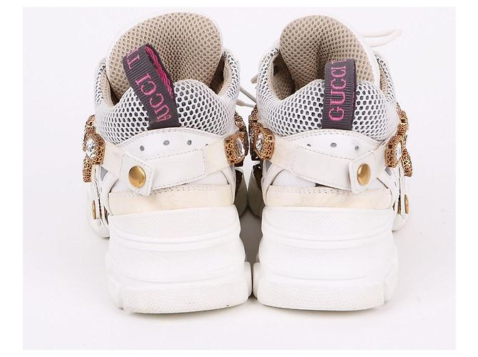 Gucci Sneakers Flackstripe Crystal Bianco - vista 7