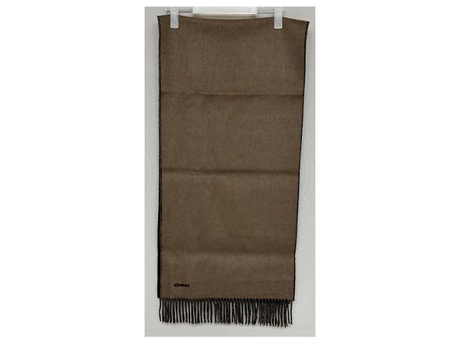 Hermès Lacto Verso Cashmere Reversible Scarf Noir Taupe Brown - view 3