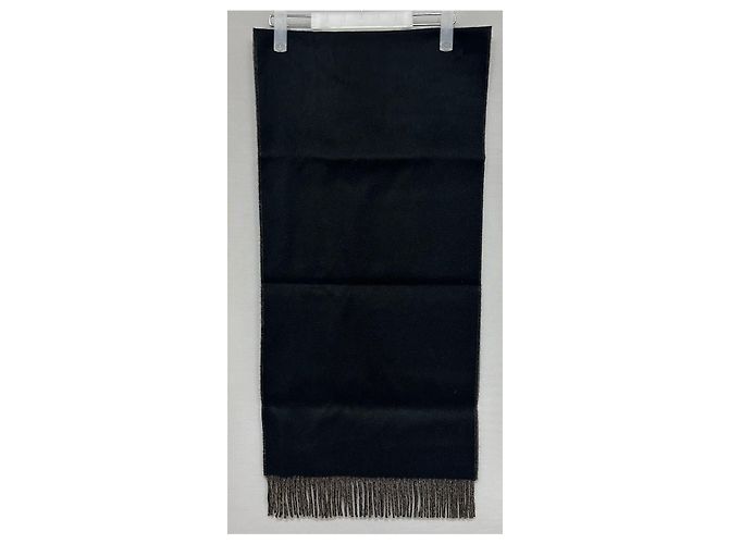 Hermès Lacto Verso Cashmere Reversible Scarf Noir Taupe Brown - view 6