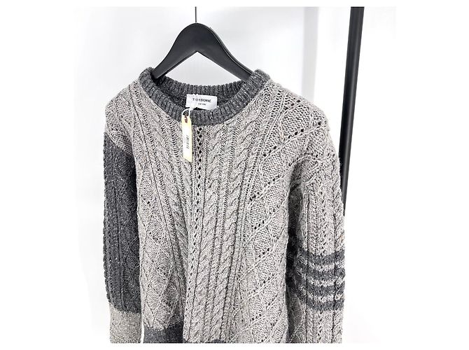 Thom Browne Mohair-Diagonaldruck-Stirnband Funmix Cable Knit Braun - Ansicht 3