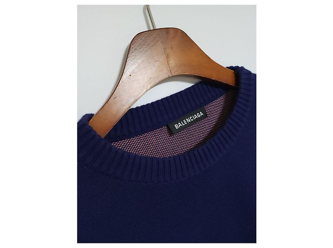 Balenciaga Blue Wave Logo Wool Knit - view 2