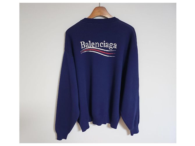 Balenciaga Blue Wave Logo Wool Knit - view 3