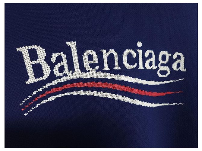 Balenciaga Blue Wave Logo Wool Knit - view 4