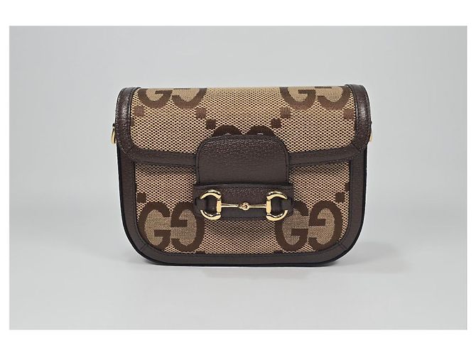 Gucci Mini borsa a tracolla Horsebit Jumbo GG Marrone - vista 2