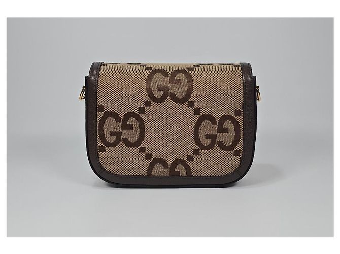 Gucci Mini borsa a tracolla Horsebit Jumbo GG Marrone - vista 3