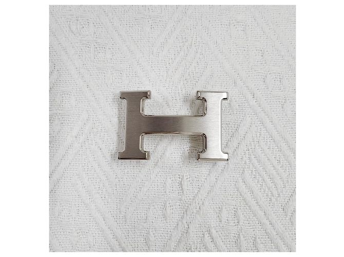 Hermès Buckle Reversible Black Chocolate Silver-Tone Matte Men's Leather Belt Silvery - view 7