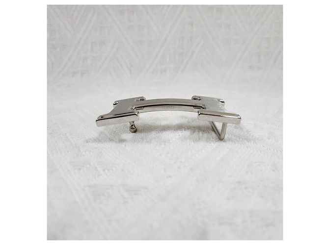 Hermès Buckle Reversible Black Chocolate Silver-Tone Matte Men's Leather Belt Silvery - view 9