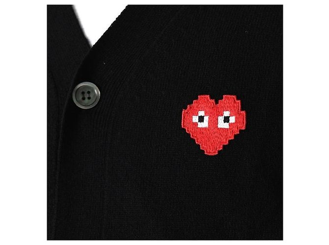 Comme Des Garcons Strickjacke mit Invader Pixel Patch Wolle Schwarz AZ Mehrfarben - Ansicht 13