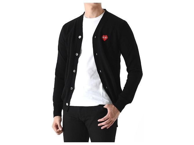 Comme Des Garcons Strickjacke mit Invader Pixel Patch Wolle Schwarz AZ Mehrfarben - Ansicht 14