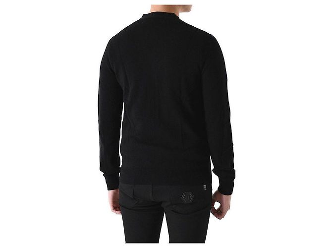 Comme Des Garcons Strickjacke mit Invader Pixel Patch Wolle Schwarz AZ Mehrfarben - Ansicht 4
