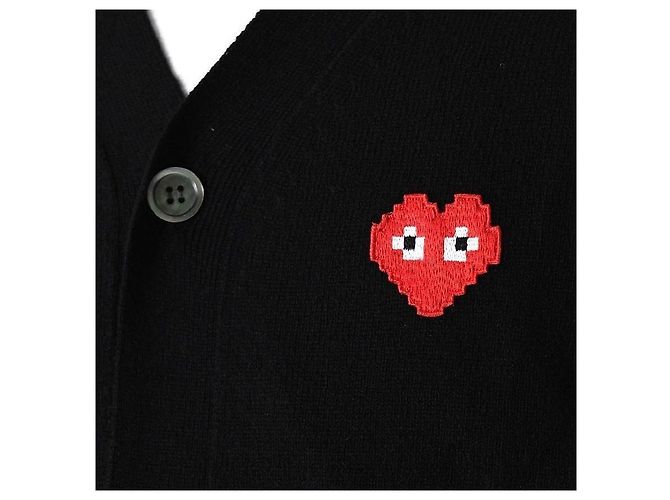 Comme Des Garcons Strickjacke mit Invader Pixel Patch Wolle Schwarz AZ Mehrfarben - Ansicht 6