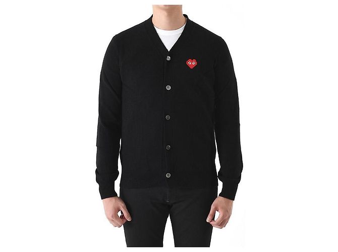 Comme Des Garcons Strickjacke mit Invader Pixel Patch Wolle Schwarz AZ Mehrfarben - Ansicht 8