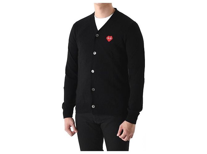 Comme Des Garcons Strickjacke mit Invader Pixel Patch Wolle Schwarz AZ Mehrfarben - Ansicht 9