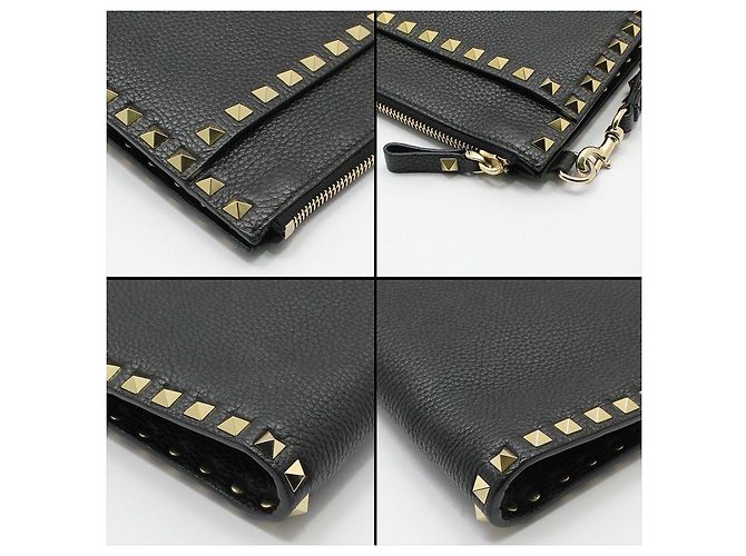 Valentino Clutch con tracolla in pelle nera e dettaglio con lucchetto dorato Nero - vista 10