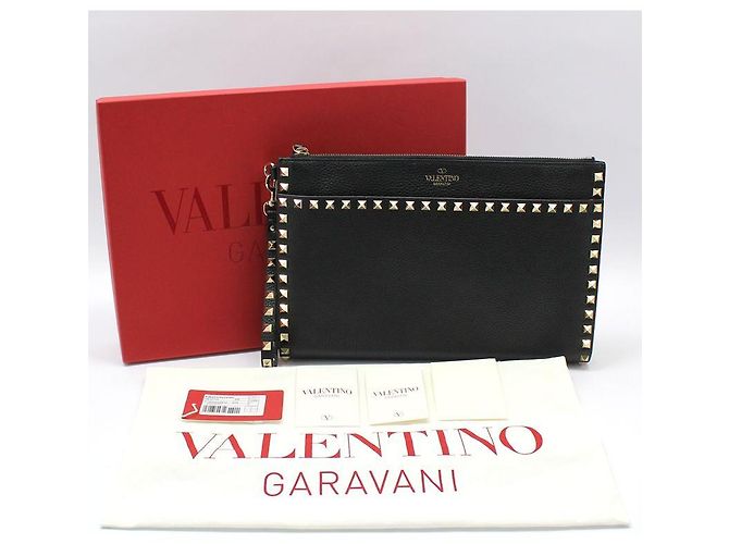 Valentino Clutch con tracolla in pelle nera e dettaglio con lucchetto dorato Nero - vista 2