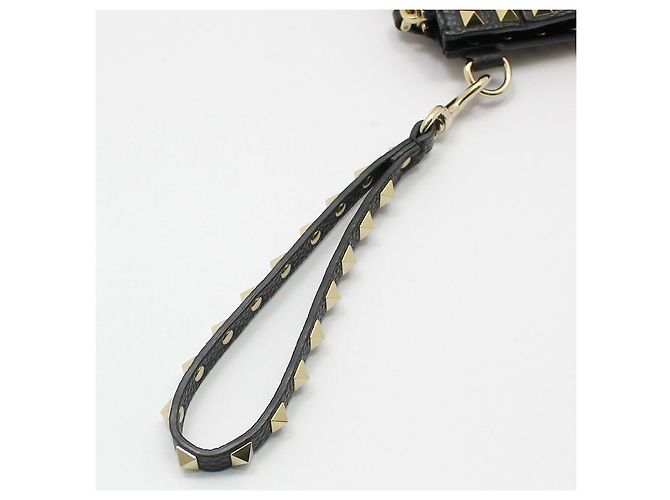 Valentino Clutch con tracolla in pelle nera e dettaglio con lucchetto dorato Nero - vista 6