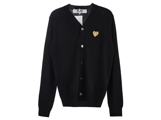 Comme Des Garcons Herren-Wollstrickjacke mit Herz-Logo-Patch SCHWARZ - Ansicht 10