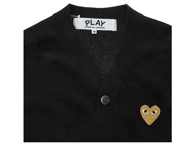 Comme Des Garcons Herren-Wollstrickjacke mit Herz-Logo-Patch SCHWARZ - Ansicht 3