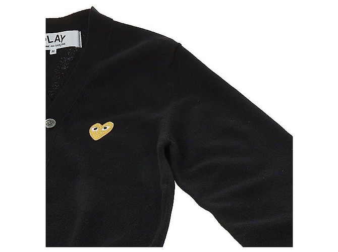 Comme Des Garcons Herren-Wollstrickjacke mit Herz-Logo-Patch SCHWARZ - Ansicht 4