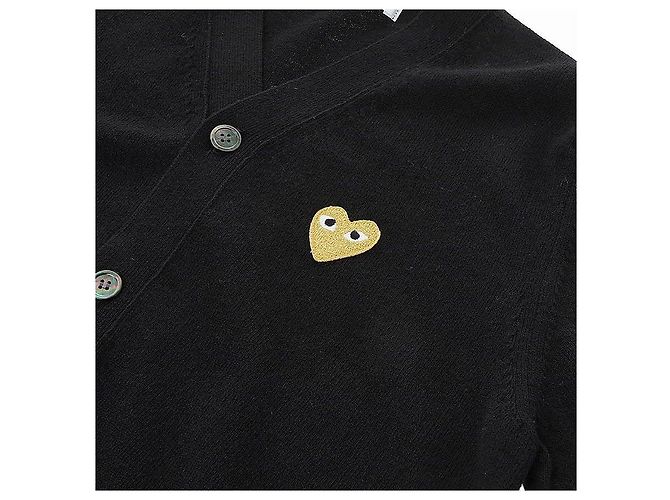 Comme Des Garcons Herren-Wollstrickjacke mit Herz-Logo-Patch SCHWARZ - Ansicht 6