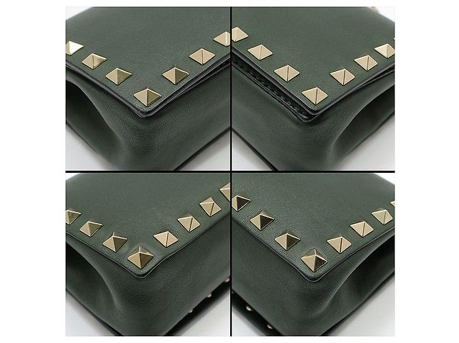 Valentino Mini borsa a tracolla con catena Rockstud in pelle kaki Marrone - vista 10