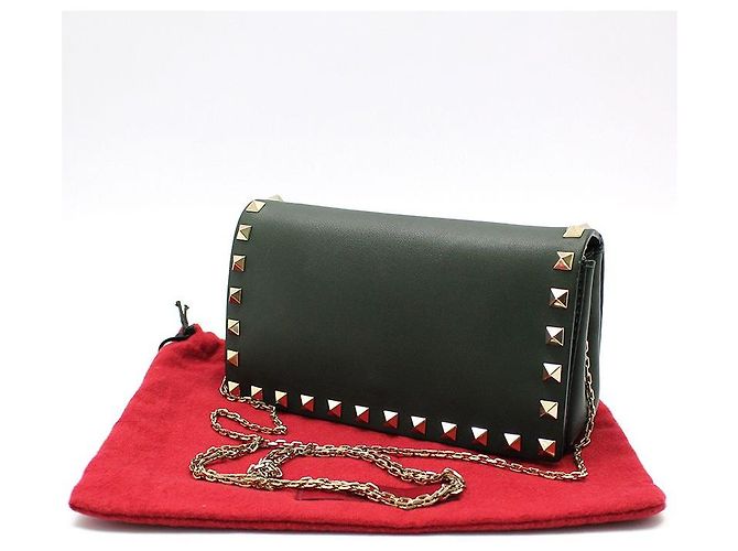 Valentino Mini borsa a tracolla con catena Rockstud in pelle kaki Marrone - vista 2