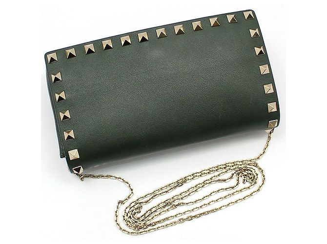 Valentino Mini borsa a tracolla con catena Rockstud in pelle kaki Marrone - vista 3